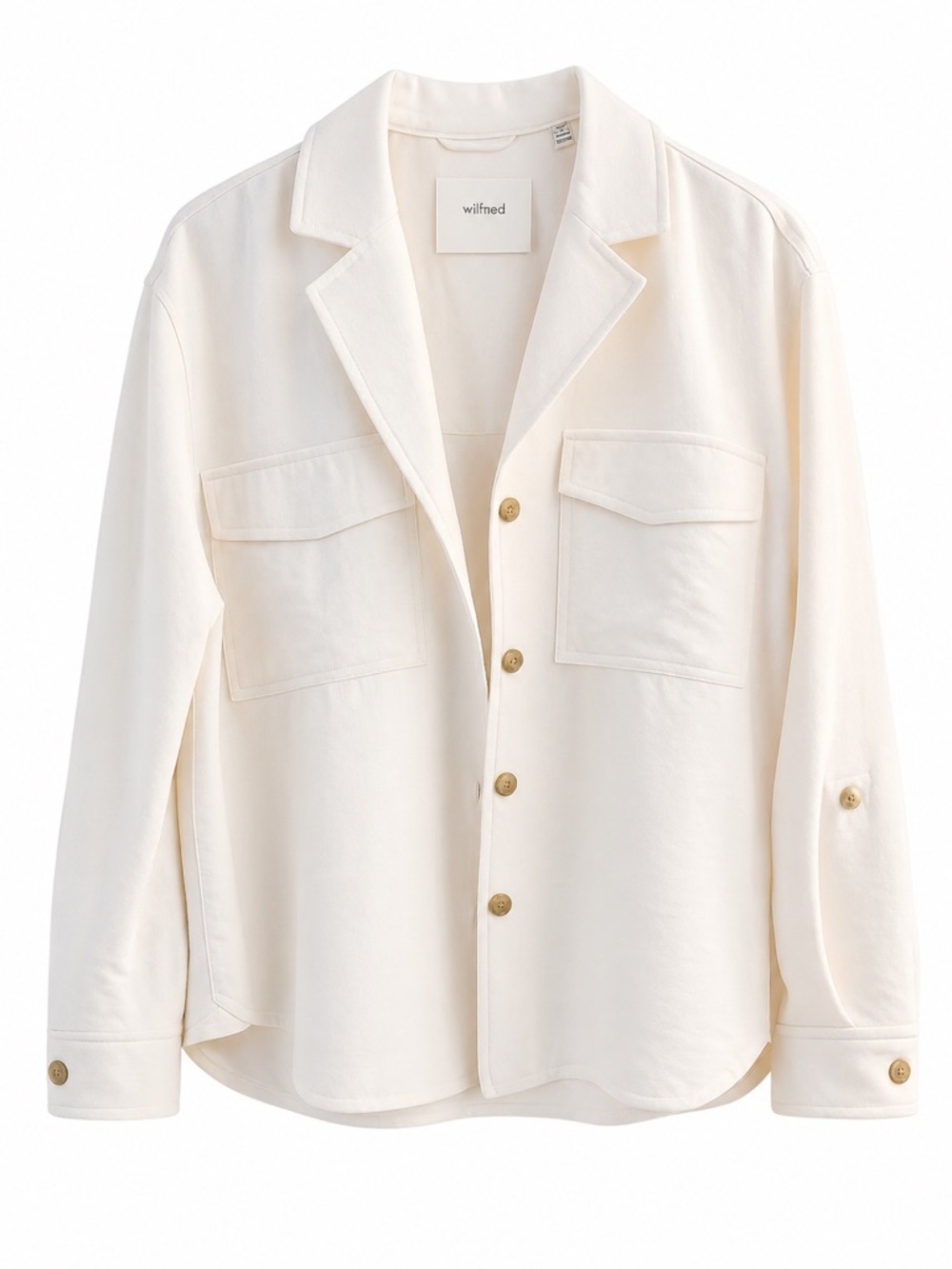 Aritzia Wilfred Light Birch Crepette Button-Front Utility Blazer